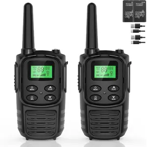SQ-PDT002 Walkie Talkies Long Range for Adult, MT10 Rechargeable Walkie Talkies FRS Two Way Radio, NOAA, 1200mAh Li-ion Battery USB-C Cable, LED Flashlight, VOX Walkie Talkie for Hiking Camping 2Pack