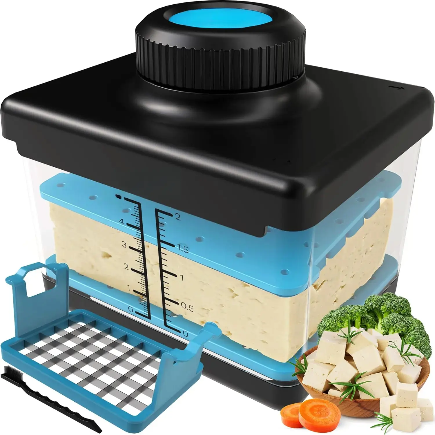 Tofu Press, Tofu Press Dishwasher Safe, Tofu, Extra Firm Tofu, Tofu Extra Firm Organic, Tofu Press Box for Silken and Extra Firm Tofu, Tofu Press Dishwasher Safe Bpa Free, Firm Tofu, Tofu Presser Blue Kitchen Lid