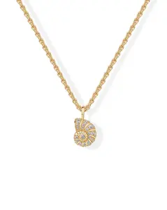 PAVOI 14K Gold Plated Dainty Seashell Pendant Necklaces for Women -  Summer Conch Pendants - Knit Tightened Rope Chain Necklace