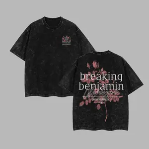 [$$$ROCKLIFE] Breaking Benjamin Benjamin Burnley Flower Retro Unisex Acid Two Sides Washed Hoodie Shirt, Hard Rock Energy Meets Modern Alt-Streetwear ,Rock Band Washed Shirt, Oversized Vintage Tee, Heavy Metal Merch, Gift for Rock Fans