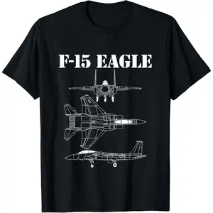 Cotton Graphic Tees Streetwear Gifts  F-15 Eagle Fighter Jet Airplane Pilot Military Aircraft F15 T-Shirt