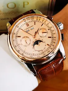 1pc Luxury Vintage Automatic Mechanical Watch for Men Analog Watch Luminous Hands Calendar Leather Strap Business Casual Mens Watches Top Brand Classic Wristwatches Gifts