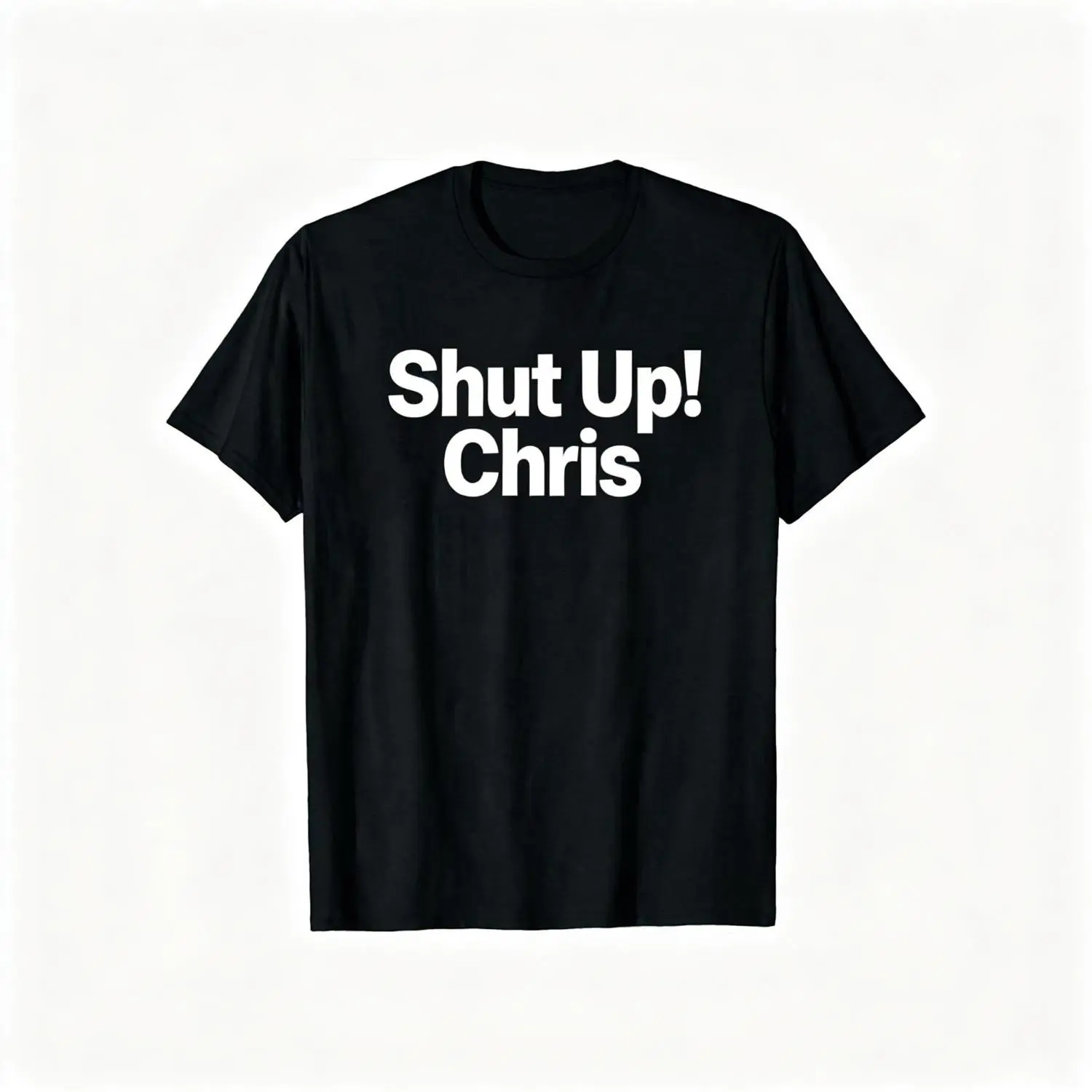 Men's Funny Graphic Tshirt - Menswear Basic, "Shut Up! Chris" Print, Lightweight Crew Neck Short-Sleeve Casual Fitted Streetwear Top