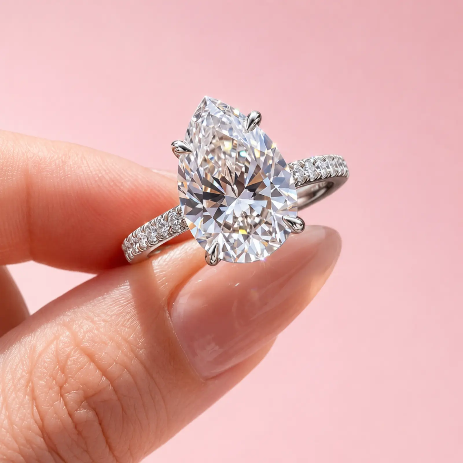 Pear Cut Zirconia Engagement Ring for Women | Elegant Teardrop Promise Ring | Sparkling Wedding Anniversary & Valentine's Day Jewelry Gift