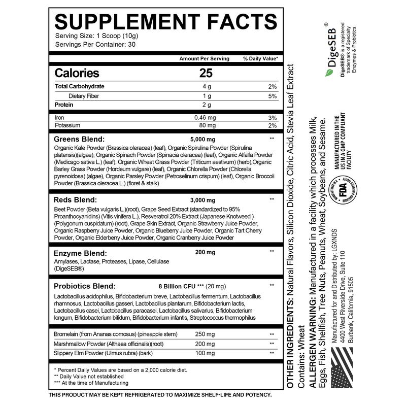 LGXNDS Greens – Daily Greens & Superfoods Powder with Probiotics and Enzymes