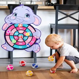 Interactive Toy Set, Cartoon Pattern Elephant Design, Includes 3 Sticky Balls Dart Targets, Indoor Outdoor Game, Brain Coordination Training
