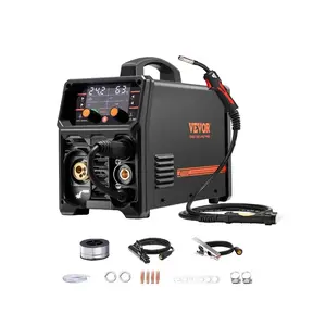 VEVOR Pro MIG Welder, 200A Pluse Mig Welding Machine, 5-in-1 Multi-Functional Welder Machine MIG Pluse/Gas MIG/Flux Core MIG/Stick/Lift TIG, 110V/220V Dual Voltage Aluminum Mig Welder with LCD Display