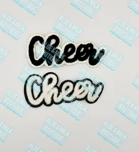Cheer Chenille Patch, cheer patches, cheer mom, chenille patches, cheer bag, cheer hat, glitter cheer, cheer bows