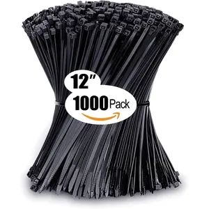 Zip Ties 12 inch with 45 lb Tensile Strength, Black Cable ties, 1000 Pack,