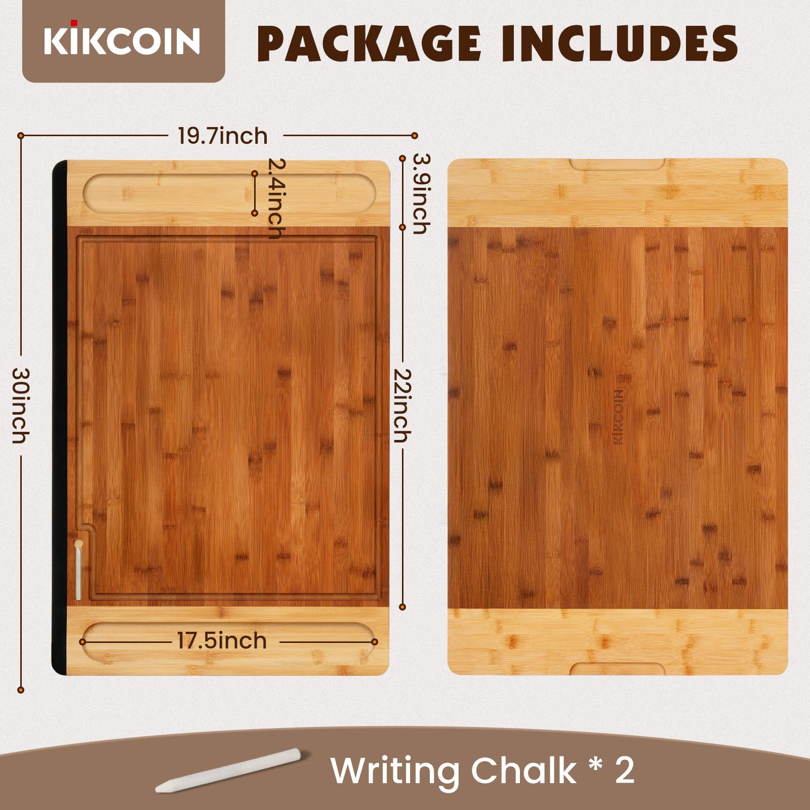 [Christmas Gift]4-in-1 NoteBoard 2-Tone Kikcoin Charcuterie Cheese Snack Boards,Stove Cover,Kitchen Extra Large Bamboo Cutting Boards,Meat Fruit Salami Turkey Cheddar Crackers Platters Serving Tray,Housewarming Wedding Home Food Wooden