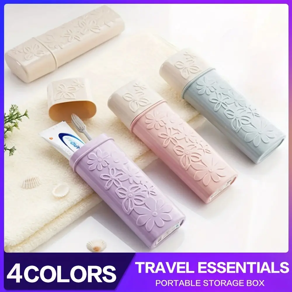Portable Travel Plastic Toothbrush Holder Organizers with Lid, Toothbrush Holder with Cover, Toothbrush Holders for Bathrooms, Compact Storage Case Organizer for Bathroom Essentials, Durable and Lightweight Design, Toothbrush Protector