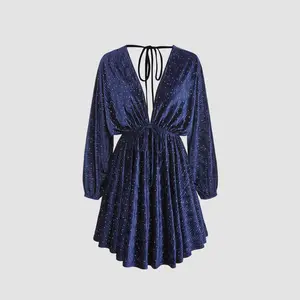 Cider [size 0-10] V-neck Star Drawstring Mini Dress Dealsforyou