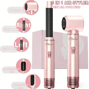 Hair Styler 5 in 1, Magic Hairstyler, Hair Dryer Brush for Hair Styling, Hot Air Brush for Volumizing, Hair Wrap Dryer Set with Detachable Heads Comb, Hair Styling Tools for Drying Curling Straightening