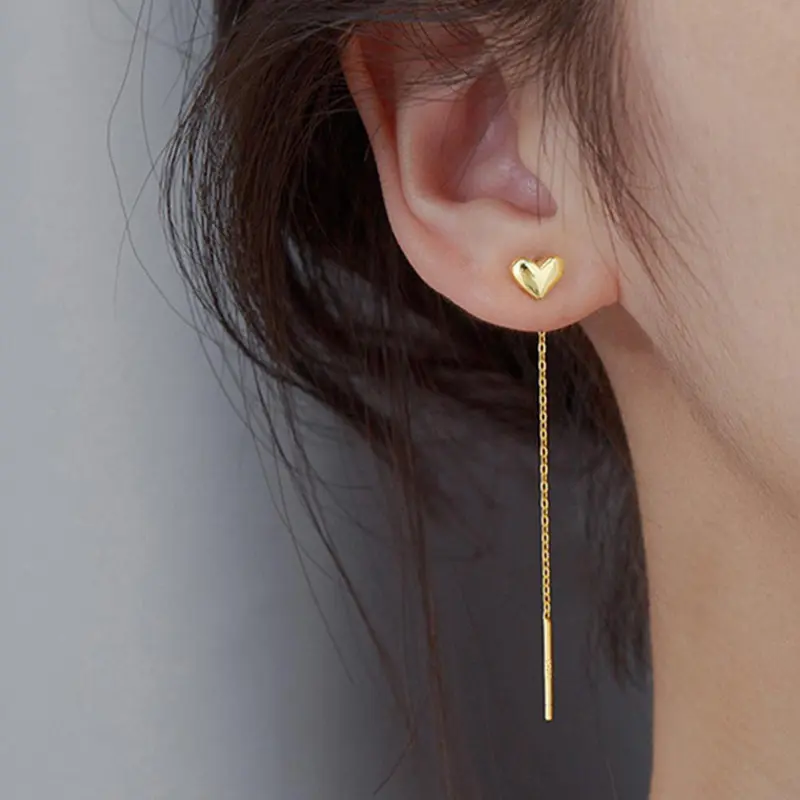 Women's Elegant Trendy Heart Shaped Dangle Earrings, Simple Style Plain Color Chain Dangle Earrings, Fashion Matching Dainty Hypoallergenic Jewelry for Daily & Party Decoration, Earrings Dangling
