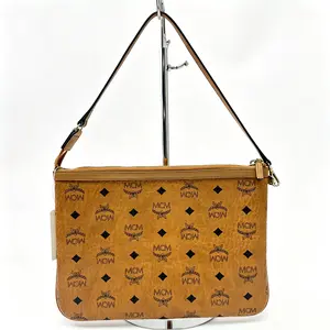 Pre-owned MCM Cognac Visetos Canvas Top Handle Bag with Pouch D0038