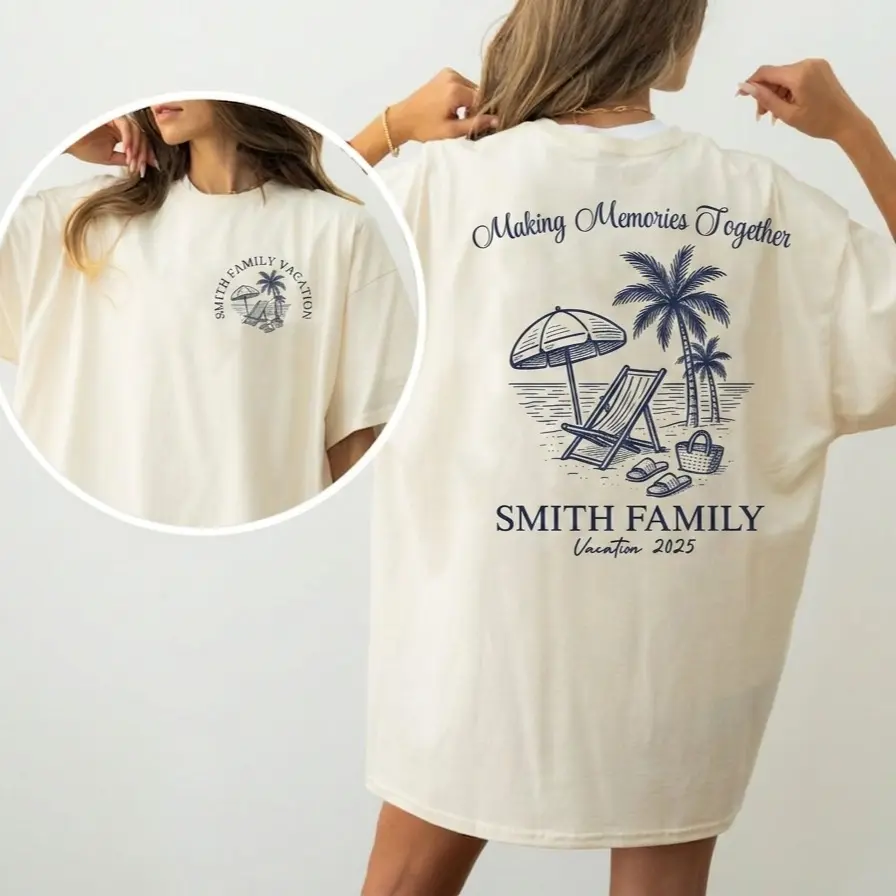 Comfort Colors Custom Family Vacation Shirt, Personalized Family Beach Trip T-Shirt, Tropical Island Summer Vacay Tee, Vintage Coastal Beach House Group Shirts, Unisex Oversized Soft Top