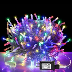200 LED Multicolor Christmas Lights Clear Wire Outdoor Indoor, 66ft 8 Modes Colored String Lights Rainbow Christmas Lights Plug in for Christmas Tree Room Decorations