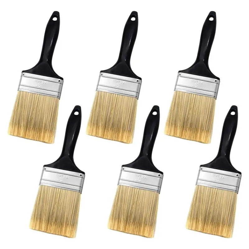 3 in Flat Paint Brushes - Professional Home Supplies Paint Tools with Treated Plastic Handle for DIY Projects, Furniture Painting