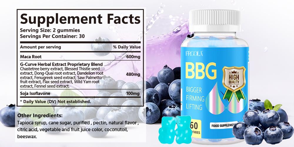 Froola  Health Gummies for Women's Wellness - Blueberry Flavored with Essential Vitamins & Herbal Extract - 60 Count - Healthcare & Fitness Supplement