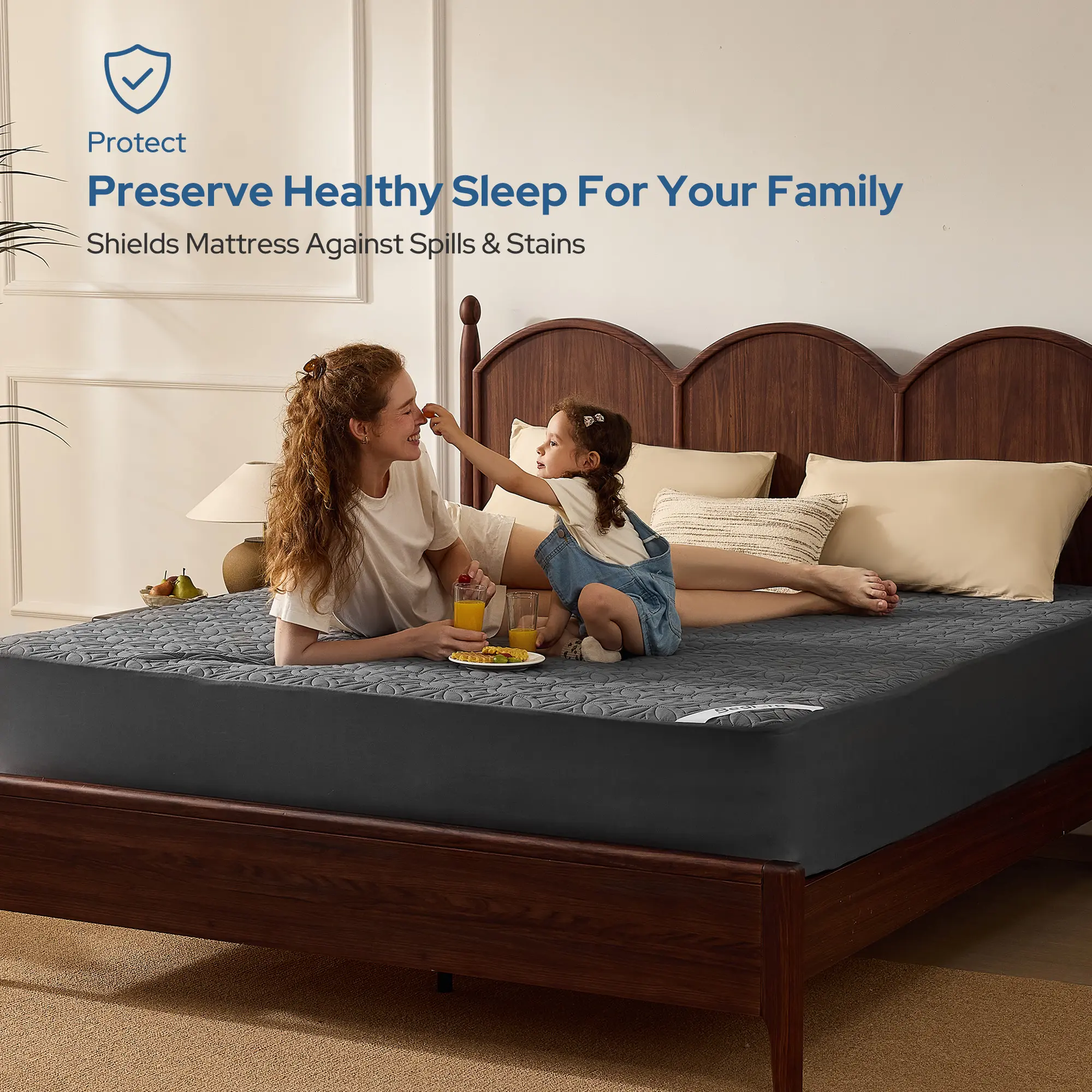 【BEDLORE】 Cooling Waterproof Fitted Bed Sheet - Big Copper Coins Pattern, Bamboo Deep Pocket Mattress Cover, Soft, Breathable, Non-Slip, Wrinkle Resistant - Cooling Breathable Bedding