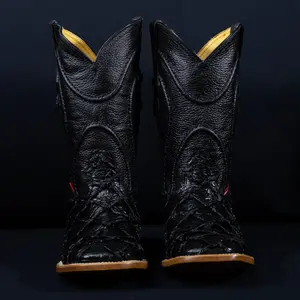 Cowboy City Black Clone Boots - Handmade Mexican Western Boots