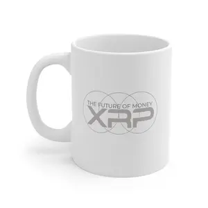 XRP White Ceramic Mug 11 oz Classic Drinkware with Sublimation Printed Design, Lead & BPA-Free, Suitable for Coffee, Tea & Hot Chocolate - Tumbler, Reuse, Reusable, Beverage, Cup, Washable