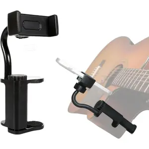 Guitar Phone Holder, Digital Sheet  holder, Phone Clip Mount Fit for 6-10cm Thick Guitars& Ukulele, Practical Guitar Accessories for Watching Tutorials & Tabs While Playing, Easy Setup