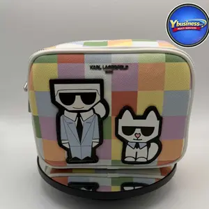 Karl Lagerfeld Paris Multi Colored Makeup Bag - Luxury Cosmetic Bag with Unique Design and Colorful Pattern for Travel
