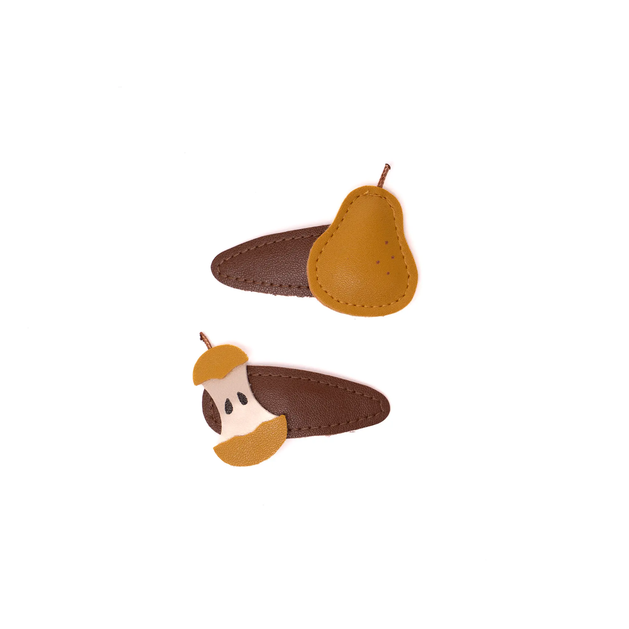 Leather Pear & Bitten Pear Snap Clip Set – 2 Pieces