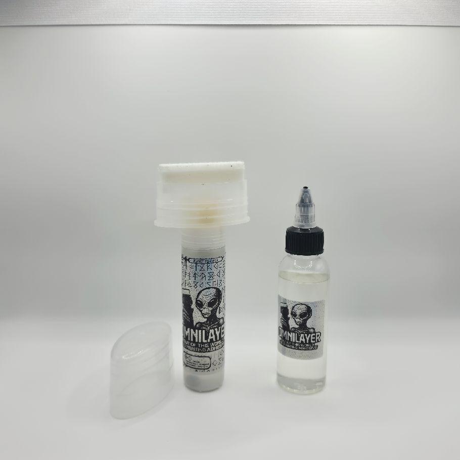OMNILAYER 3D Printing Bed Adhesive | PLA PETG ABS ASA PC Nylon TPU | Works on PEI Glass Metal | Refillable Applicator | Non-Staining High Temp Formula