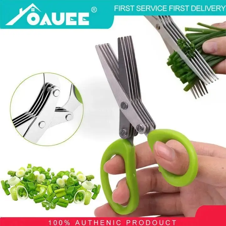 5-Layer Stainless Steel Scallion Flower Cutter – Green (1 Pack)