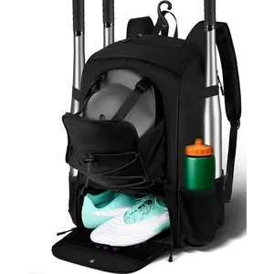 Baseball Bag, Baseball Backpack with Helmet Shoes Bag for Youth, Adult, Lightweight Softball Bag with Fence Hook Hold TBall Bat, Baseball Glove, Helmet, Caps, All Gear
