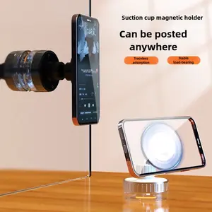 Rotatable Desktop Phone Stand, Magnetic Holder for PC & Abs Shell, Silicone Anti-Slip Pad, 360° Adjustable Angle, Multi-Scene Use, Vacuum Phone Holder