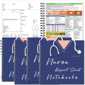 4Pads Nurse Report Sheet Notebooks Nurse Brain 5.5x5.5Inch Pocket Nurse Essential Report Spiral Notebook Nurse Accessories for Work  School Clinical Essential for   Student