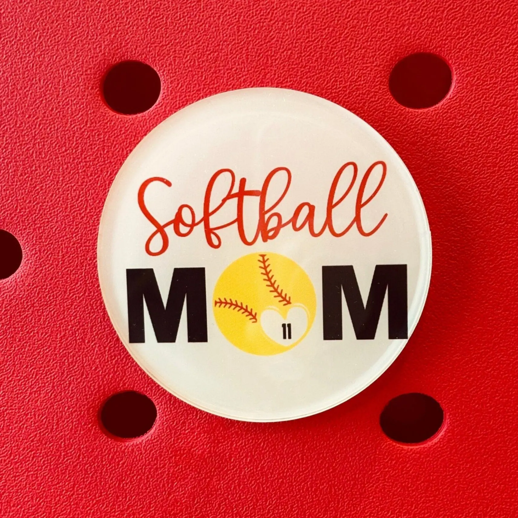 Softball Number Bogg Charm