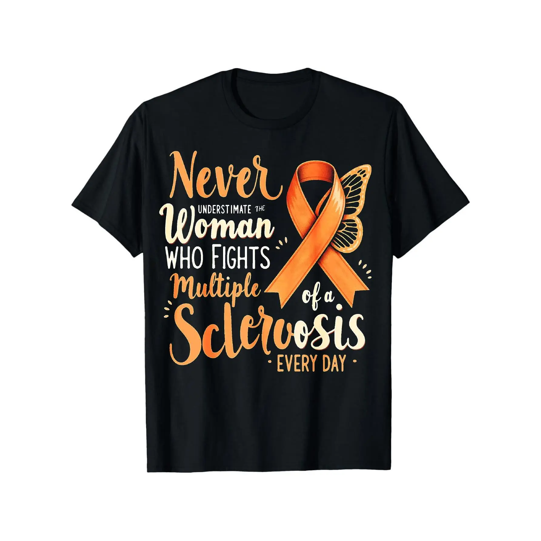 [100% Cotton] 100% Cotton Men'S Plus Size T-Shirt for Multiple Sclerosis Warriors - Comfortable Crew Neck Short Sleeve, Extremely Soft And Airy (0XL-5XL) Ideal for Summer Street Fashion And Daily Use, Perfect Gift for Skateboarders, Washable in Machine, V