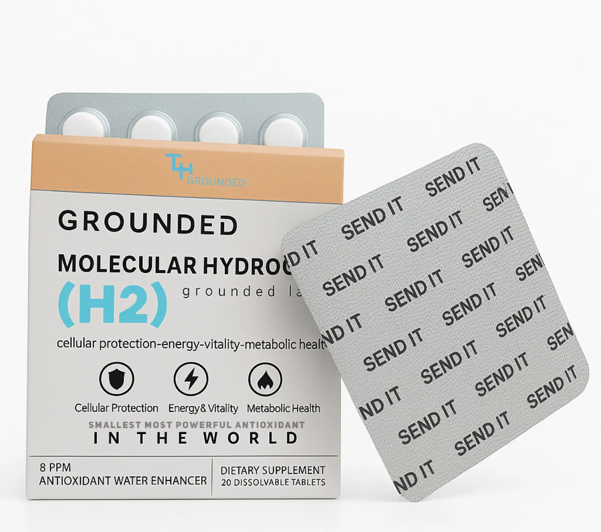 Grounded Labs Ultra Molecular Hydrogen Water Tablets with Magnesium 4+ PPM Antio...