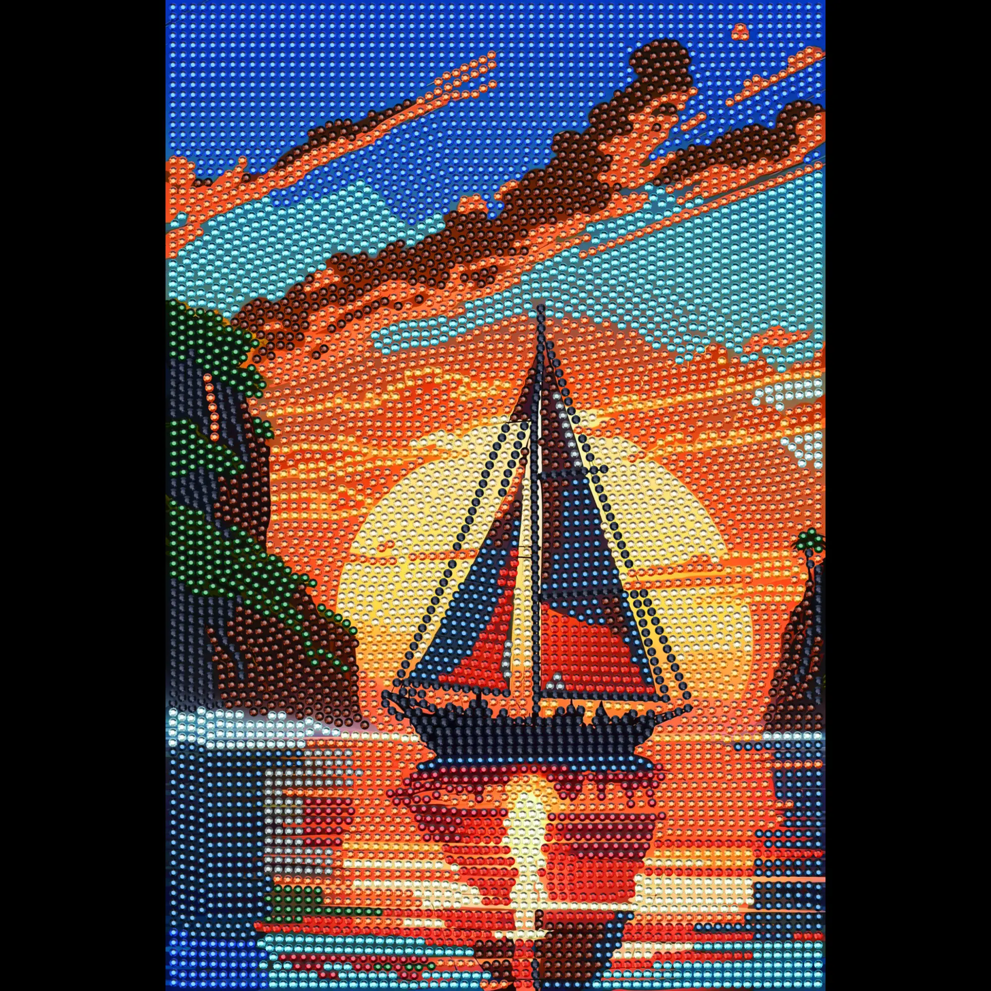 Sailboat Diamond painting, Crystal Diamond Painting Kit, Frameless