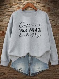 women's letter print drop shoulder sweatshirt, casual loose-fitting long sleeve pullover for autumn & winter, cozy homewear for daily use