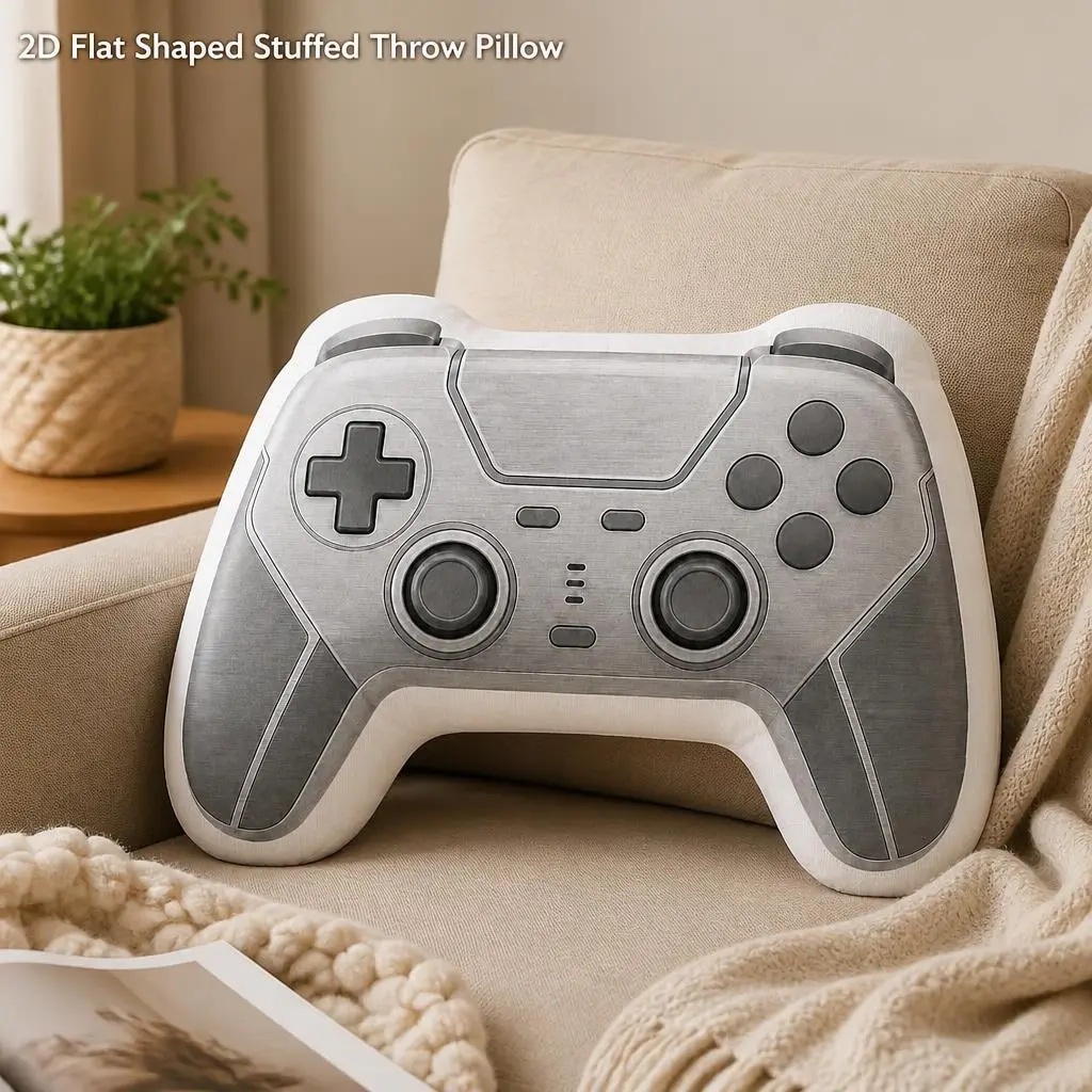 Gaming Controller Shaped Throw Pillows Soft Cute Pillows for Sofa Living Room Bedroom Decor (16inch)