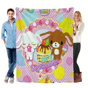 Sanrio Authorized SUGARBUNNIES Blanket, Lightweight Polyester Fiber Blanket, Soft And Fluffy, Warm And Comfortable, Suitable For Sofas, Chairs, Beds, Camping, Picnics, Travel