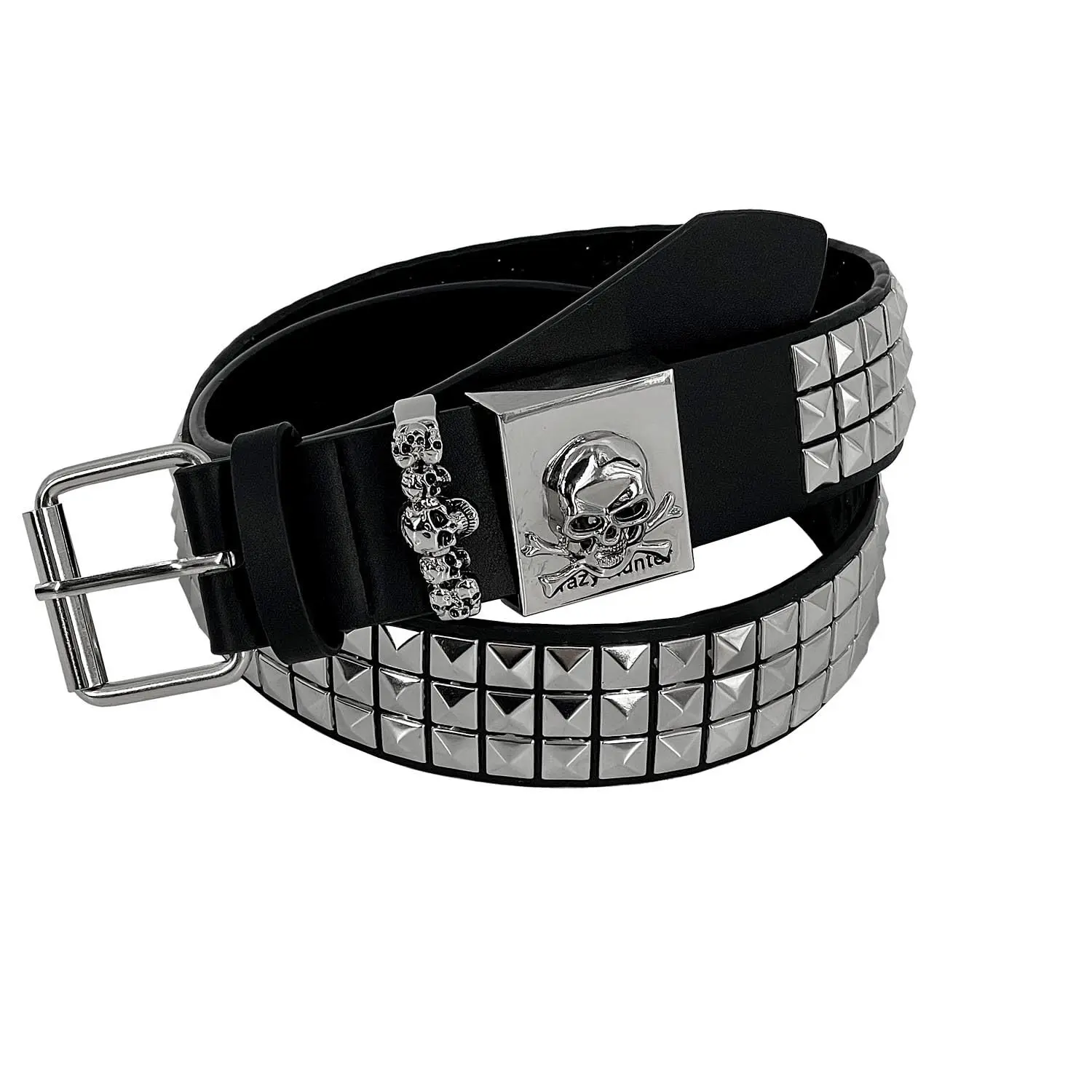 Men's Punk Leather Belt - Biker Belt with Rivets, Studs, Grommets, Bling Threads - Gothic Black Fashion Accessory, Ideal Gift (Leather-Metal Construction)