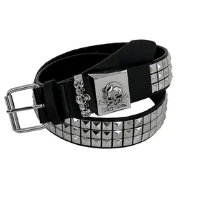 Men Punk Rock Rivet Black Goth Studded Belt Grommet Threads Bling Gift Biker