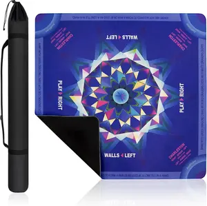 Mahjong Mat with Rules(33"x33") Noise Reduction Non-Slip, Waterproof, No Creases American Mahjong Mat with Black Carrying Bag for Mahjong Poker, Card Games, Dominoes, Board Games Mat (3D Spotlight)