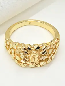 14k Gold Plated Guadalupe Virgin Mary Nugget Ring, Unisex Daily Wear, Perfect Gift for Holidays, Religious Jewelry, Chunky Statement Rings