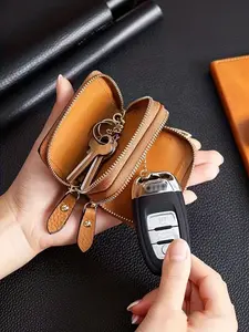 Unisex Genuine Leather Key Fob, Dual-Layer Car Key Case, Top-Quality Cowhide, Perfect Gift for Valentine's Day, Thanksgiving, Teacher's Day