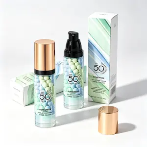3-in-1 Color Correcting Facial Serum, Moisturizing Primer, SPF 50 PA+++, Brightening Primer for Even Skin Tone, Oil Control & Refreshing, Lime, Blue & Green Tones