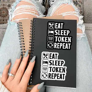 Eat Sleep Token Repeat Funny Vinyl Sticker for Alt Girls, Vessel Fans, Sleep Token Merch Lovers, Music Aesthetic, Emo Accessories, Waterproof Sticker for Laptop, Water Bottle, Tumbler, Journal, Booktok, Band Fans, TikTok Trending Gift Idea