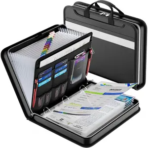 File Organizer Zipper Binder with 30 Sheet Protector,Fireproof Accordion 12-Tab Expanding File Folder with Multiple Pockets,Home School Office Safe Storage for Documents