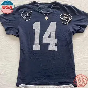 Trendy Navy Blue Baby Tee with Number 14, Perfect for Women and Young Adults Casual Comfort NEW